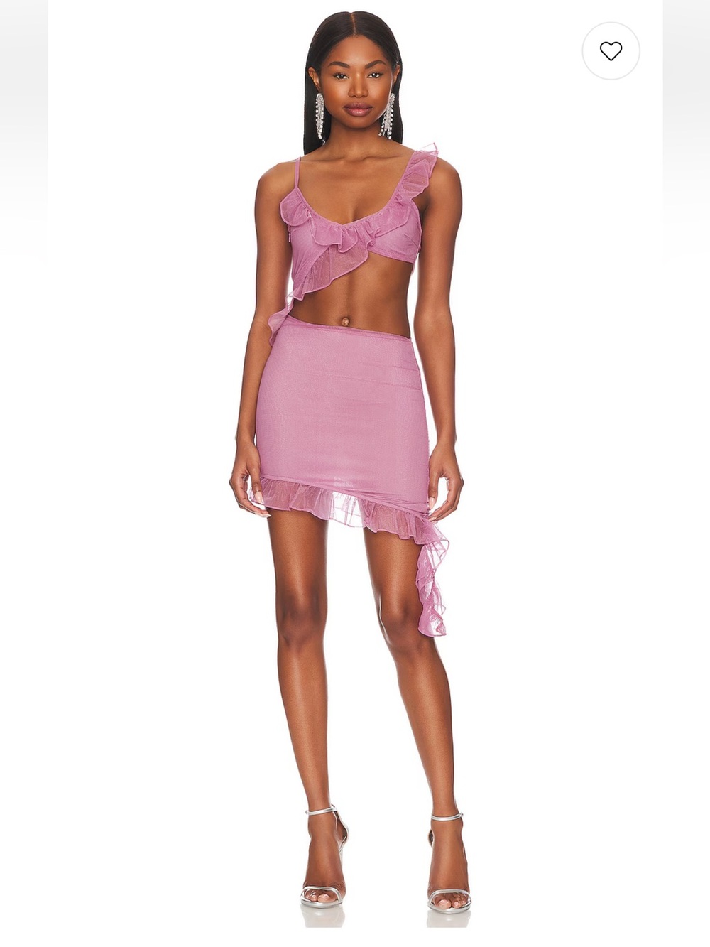 Asymmetrical Ruffle Mini Skirt in Dusty Pink